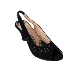 Black Cut Out Design Peep Toe Sandals RG-041